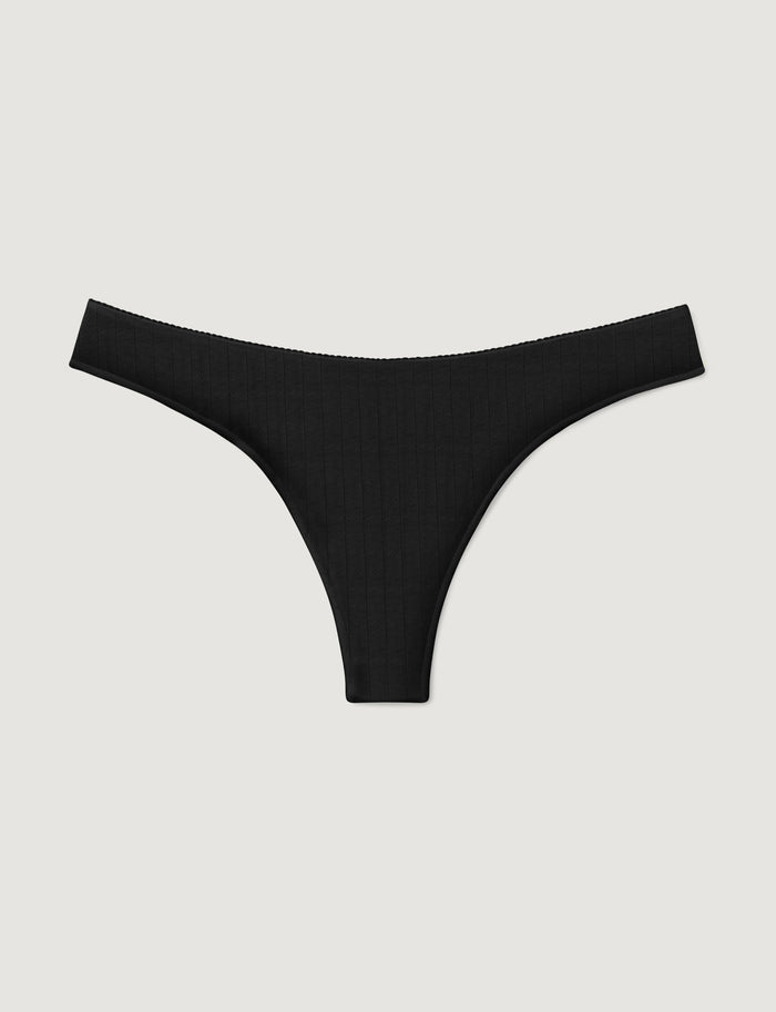 Women's Pointelle Thong::Black::Swatch