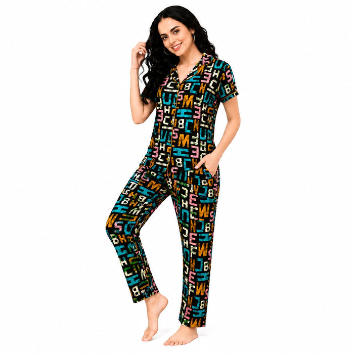 Women's Cotton Printed Night Suit Set