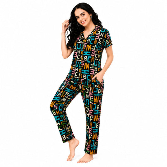 Women's Cotton Printed Night Suit Set