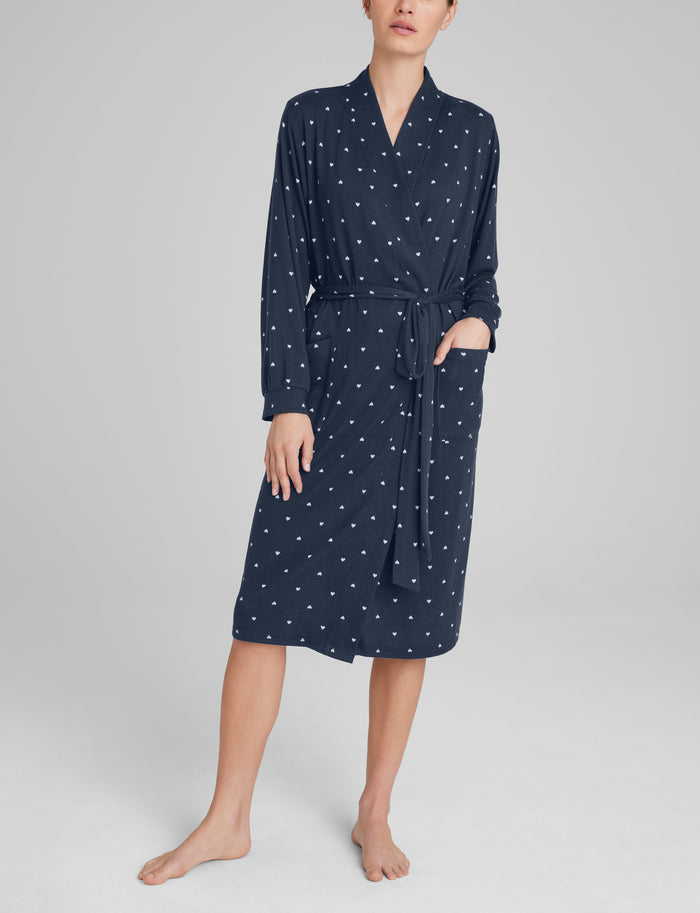 Women's Cozy Robe::Dress Blues Mini Hearts