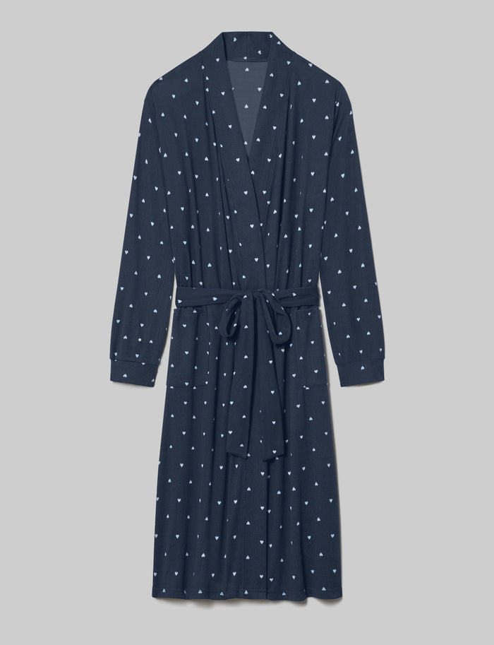 Women's Cozy Robe::Dress Blues Mini Hearts::Swatch