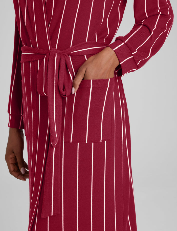Women's Cozy Robe::Rhubarb Stripe