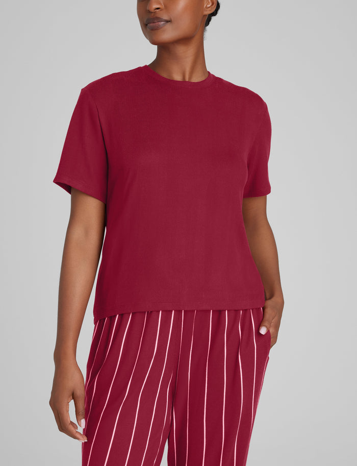 Women's Cozy Tee::Rhubarb