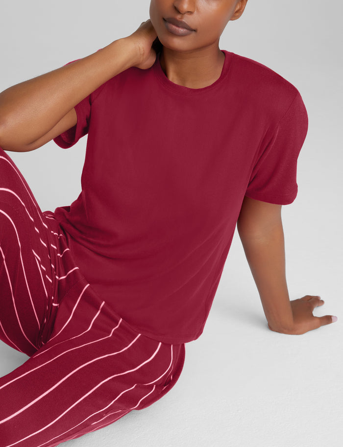 Women's Cozy Tee::Rhubarb
