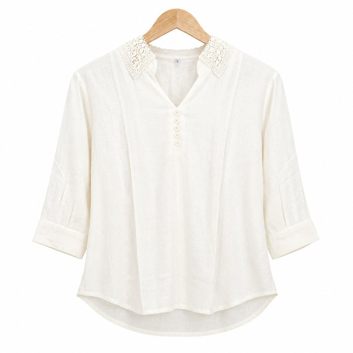 Women’s Cream White Collar Top product image from ANS Billion