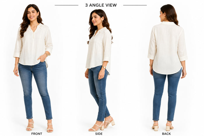 Women’s Cream White Collar Top
