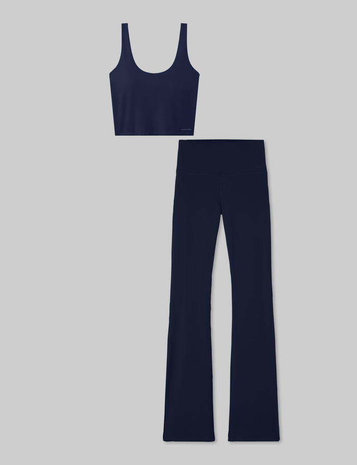Women's Crop Tank & Flare Legging Set::Dress Blues