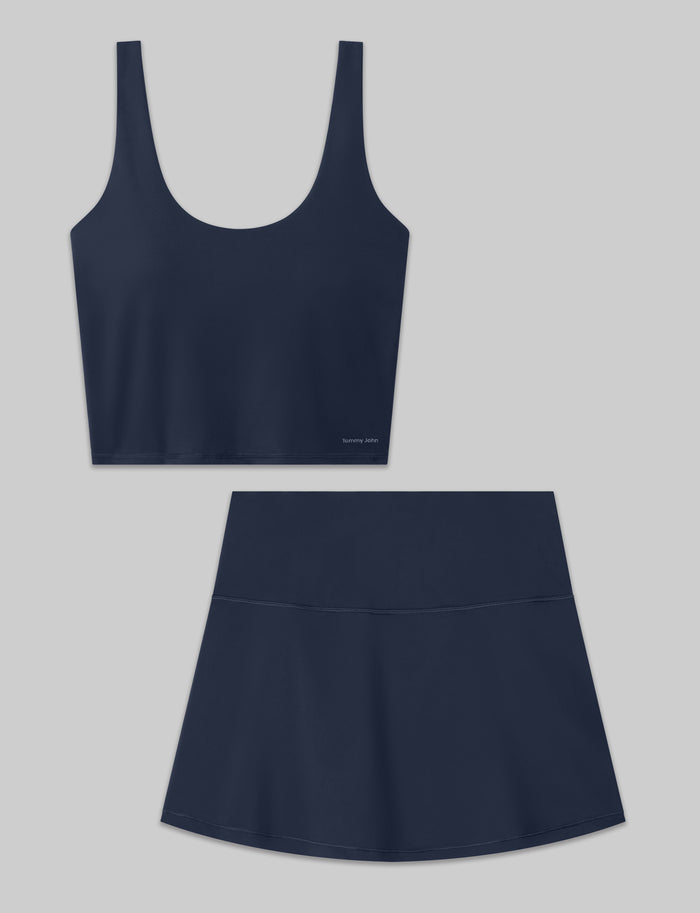 Women's Crop Tank & Tennis Skirt Set::Dress Blues::Swatch
