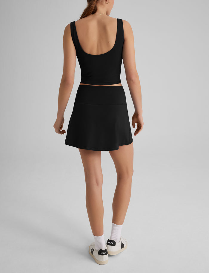 Women's Crop Tank & Tennis Skirt Set::Black