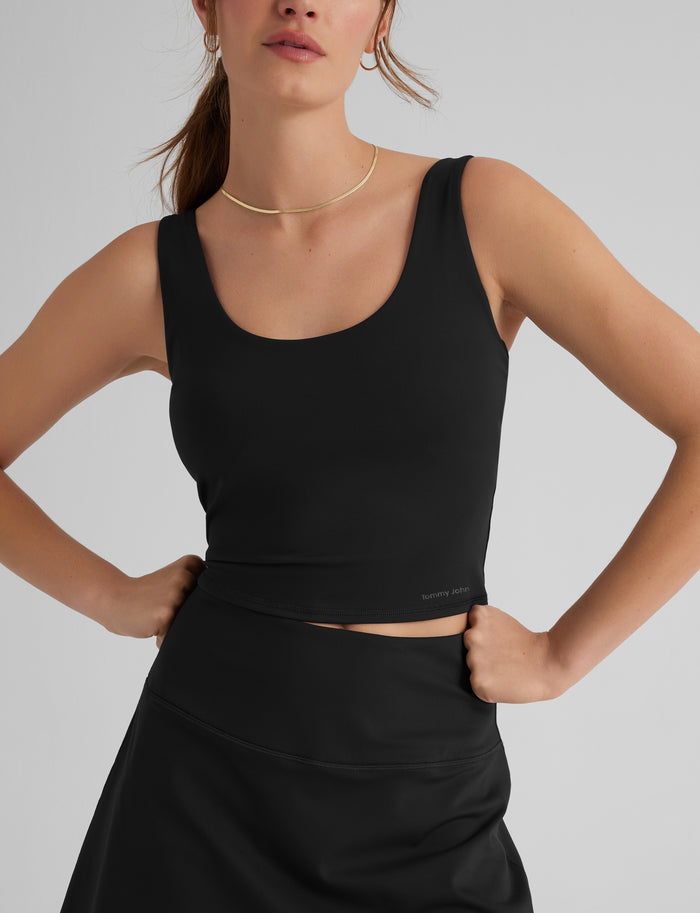 Women's 360 Movement Crop Tank & Tennis Skirt::Black