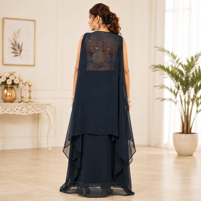 Women's Designer Floral Embroidered Lehenga Set with Cape Jacket - ANS Billion