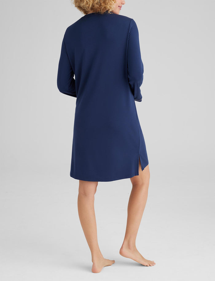 Women's Downtime Henley Sleep Dress::Dress Blues