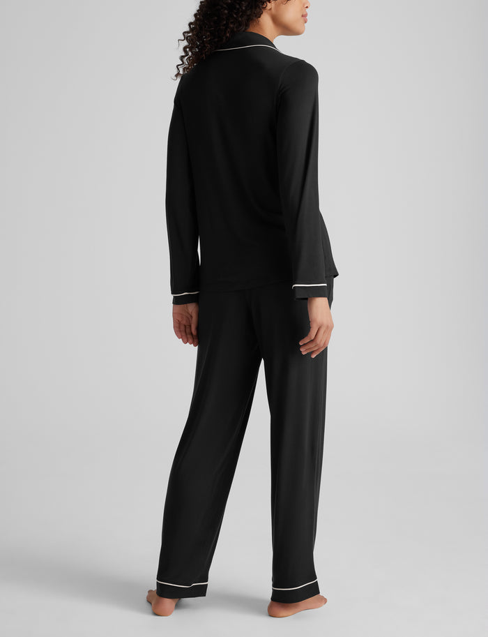 OLD::Women's Downtime Long Sleeve Pajama Top & Pant Set::Black