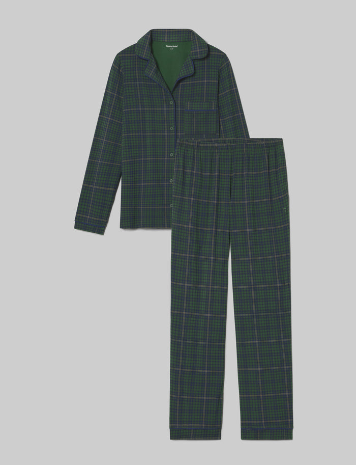 Women's Downtime Long Sleeve Pajama Top & Pant Set::Greener Pastures Flannel