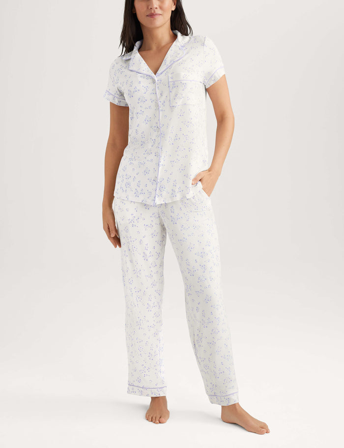 Women's Downtime Pajama Top & Pant Set::Coconut Milk Bitsy Rose