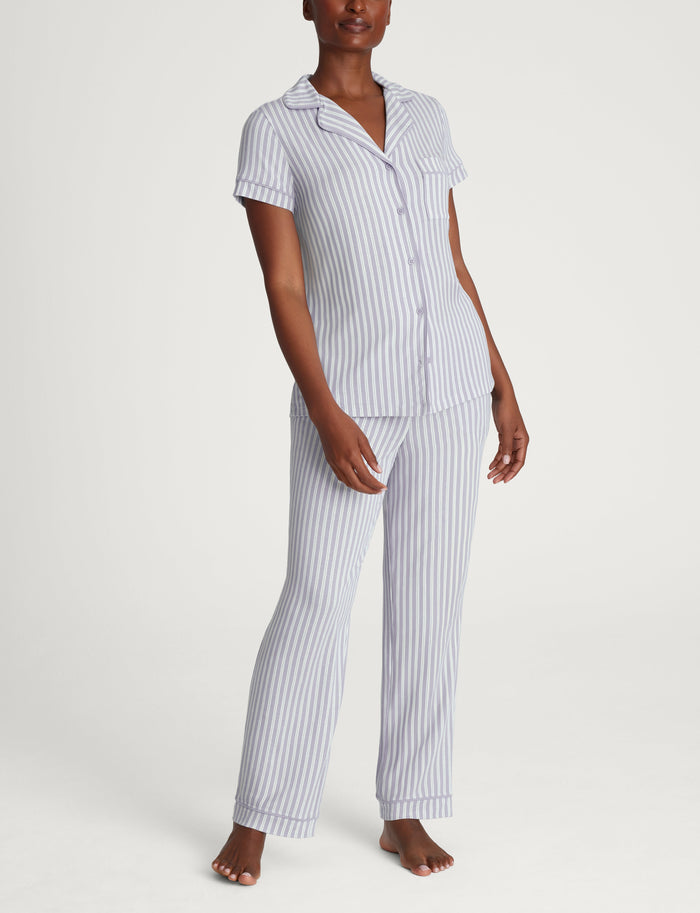 Women's Downtime Pajama Top & Pant Set::Evening Haze Pinstripe