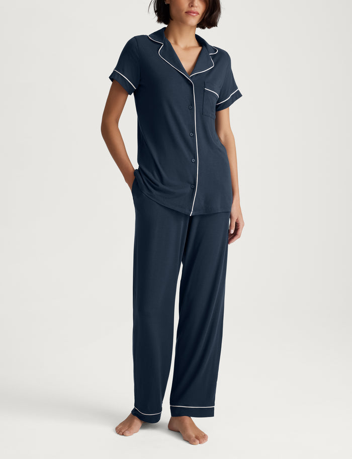 Women's Downtime Pajama Top & Pant Set::Dress Blues