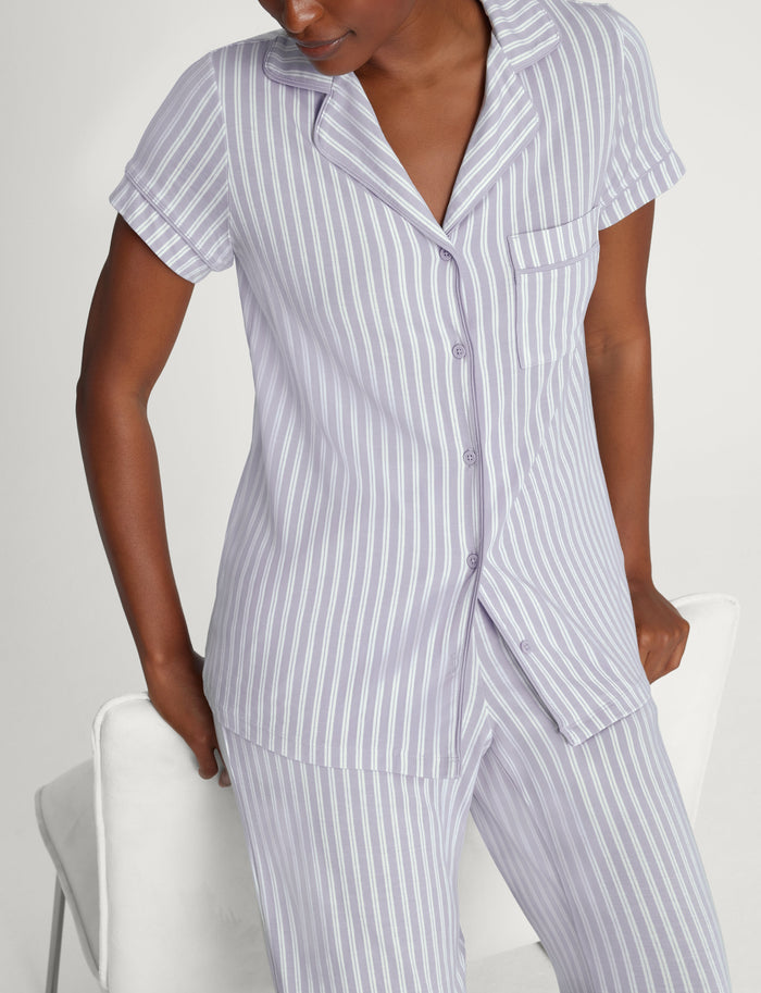 Women's Downtime Pajama Top & Pant Set::Evening Haze Pinstripe