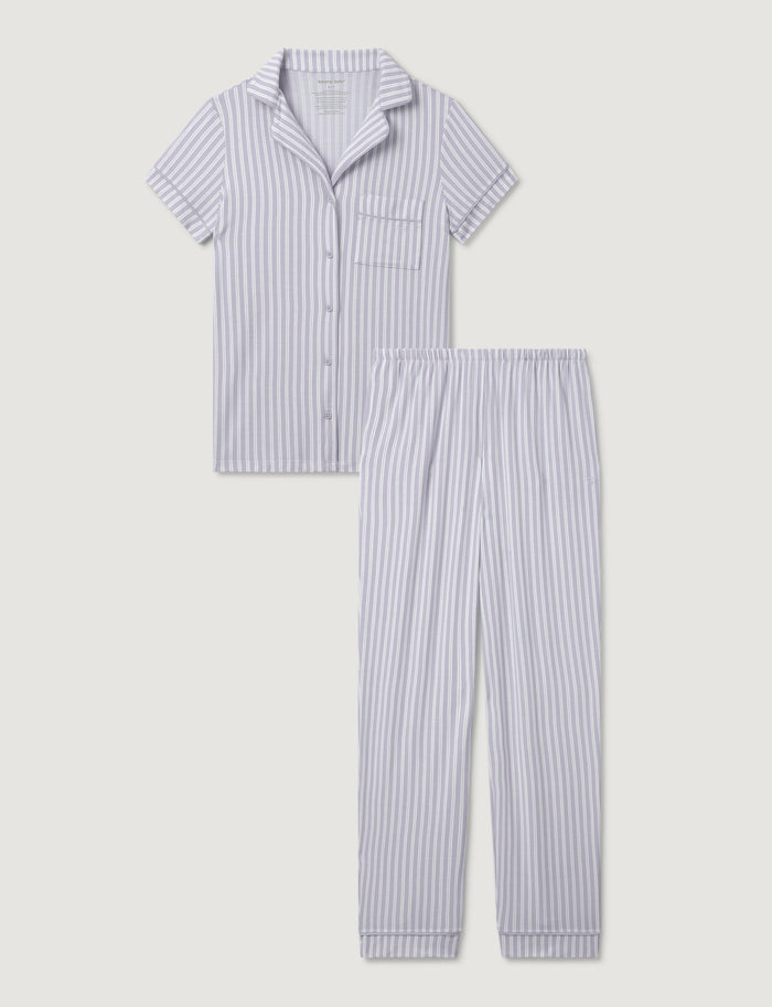 Women's Downtime Pajama Top & Pant Set::Evening Haze Pinstripe::Swatch