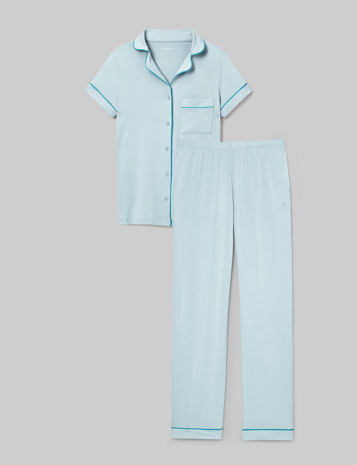 Women's Downtime Pajama Top & Pant Set::Aqua-Esque