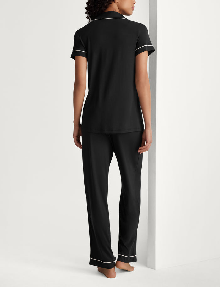 Women's Downtime Pajama Top & Pant Set::Black
