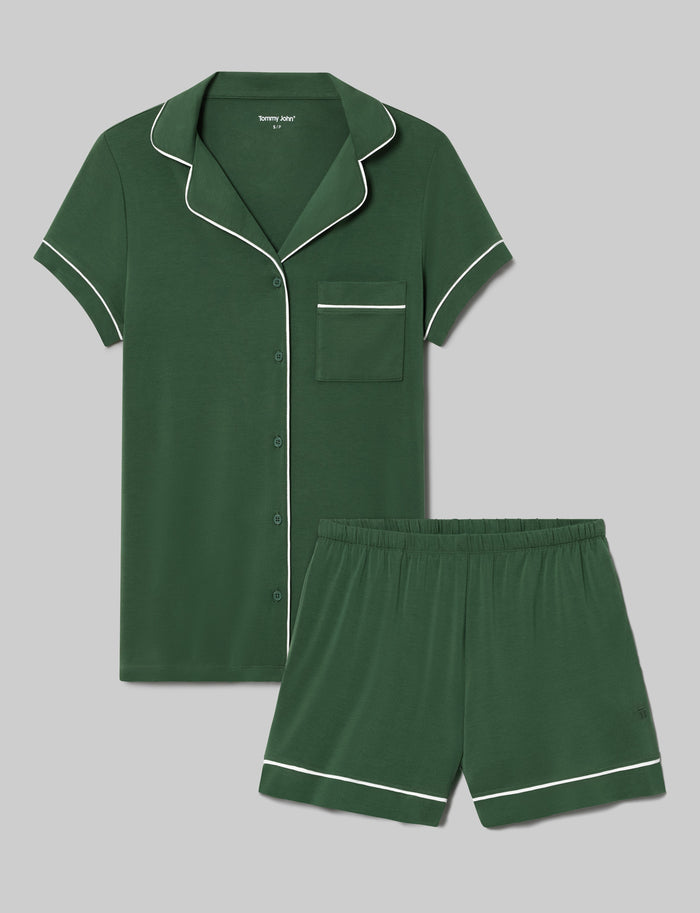 Women's Downtime Pajama Top & Short Set::Greener Pastures