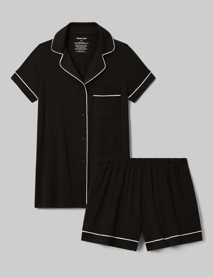 OLD::Women's Downtime Pajama Top & Short Set::Black