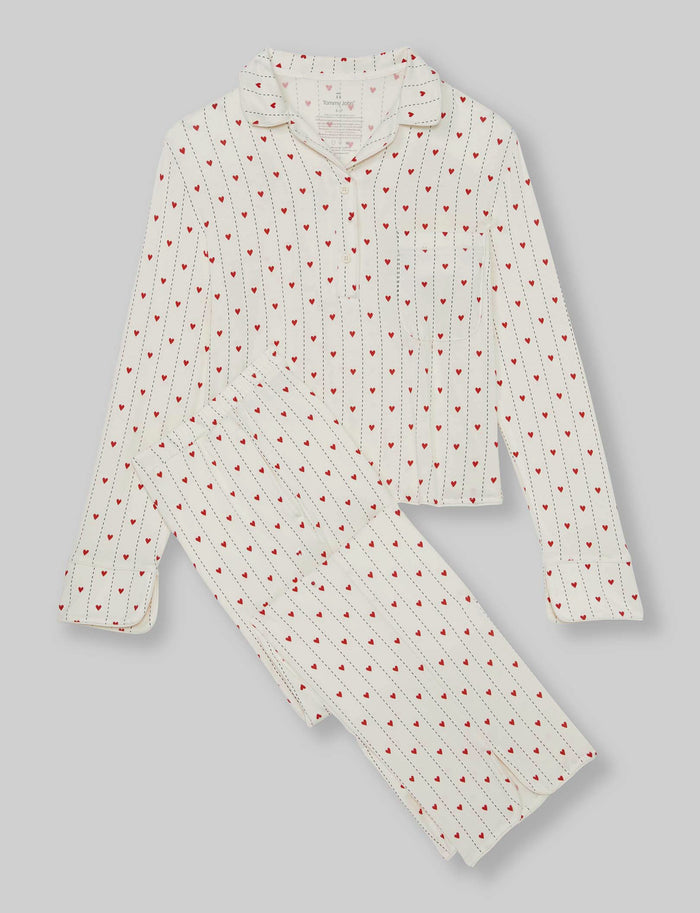 Women's Downtime Long Sleeve Pajama Top & Pant Set::Coconut Milk Sweetheart::Swatch