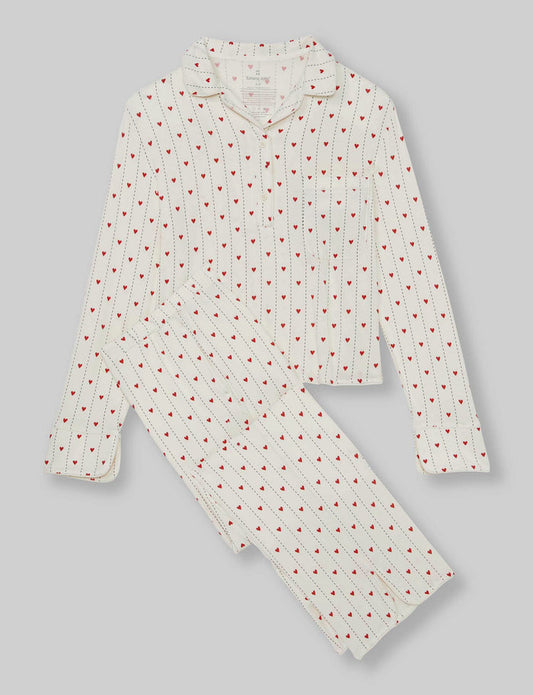 Women's Downtime Long Sleeve Pajama Top & Pant Set::Coconut Milk Sweetheart::Swatch