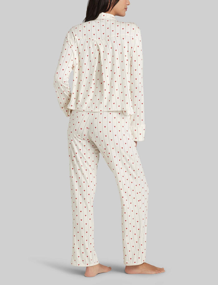 Women's Downtime Long Sleeve Pajama Top & Pant Set::Coconut Milk Sweetheart