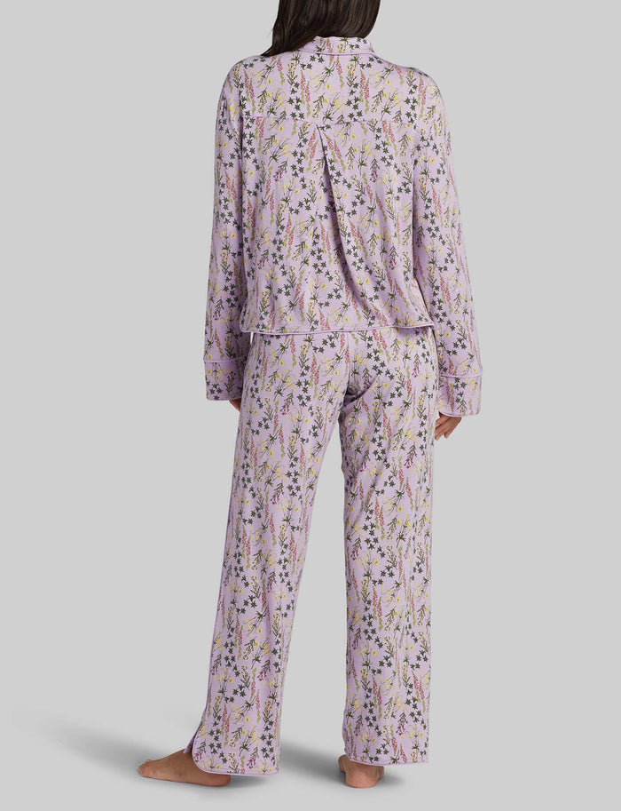 Women's Downtime Long Sleeve Pajama Top & Pant Set::Lavendula Wildflowers