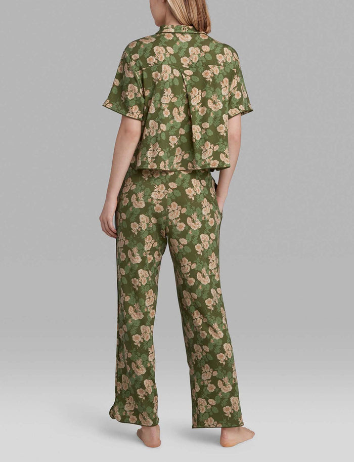 Women's Downtime Pajama Top & Pant Set::Green Shadow Floral