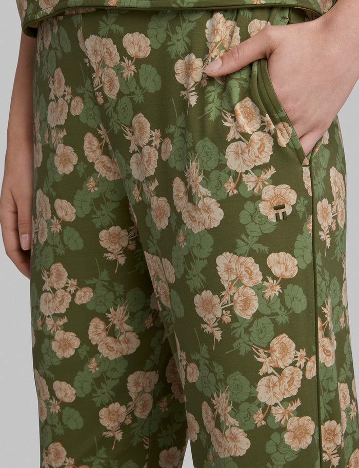 Women's Downtime Pajama Top & Pant Set::Green Shadow Floral
