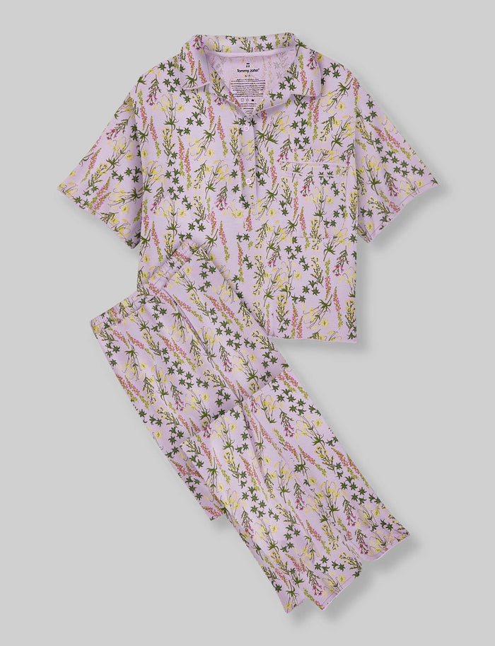 Women's Downtime Pajama Top & Pant Set::Lavendula Wildflowers::Swatch