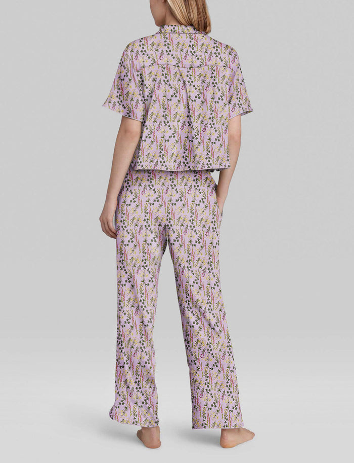 Women's Downtime Pajama Top & Pant Set::Lavendula Wildflowers