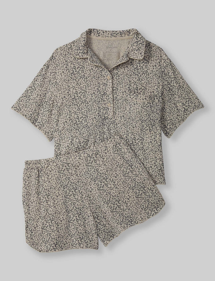 Women's Downtime Pajama Top & Short Set::Simple Leopard::Swatch