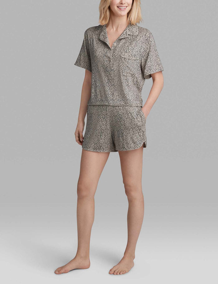 Women's Downtime Pajama Top & Short Set::Simple Leopard