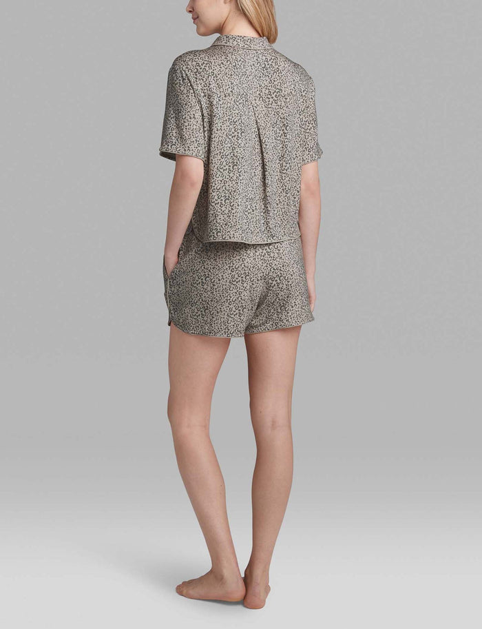 Women's Downtime Pajama Top & Short Set::Simple Leopard
