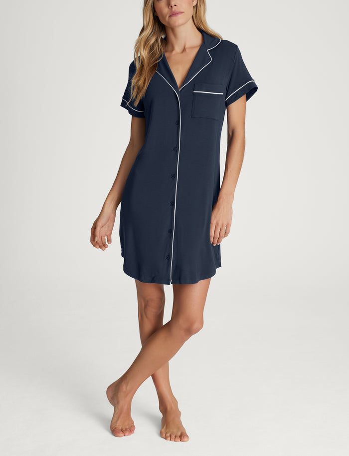 Women's Downtime Short Sleeve Night Shirt::Dress Blues