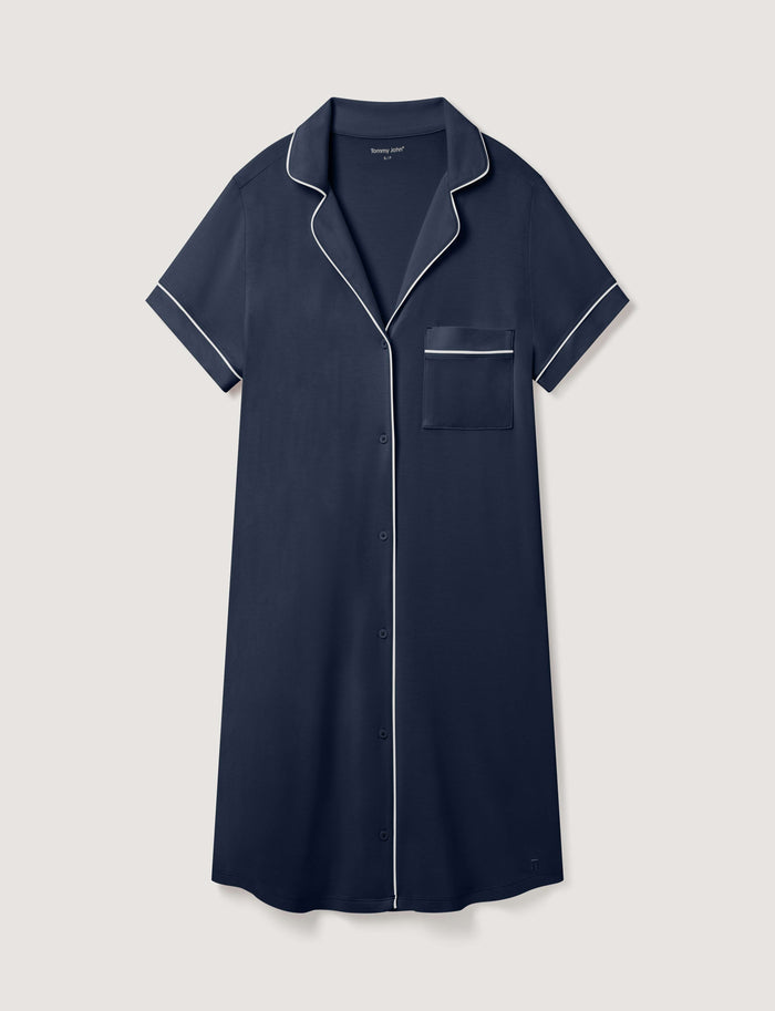 Women's Downtime Short Sleeve Night Shirt::Dress Blues::Swatch