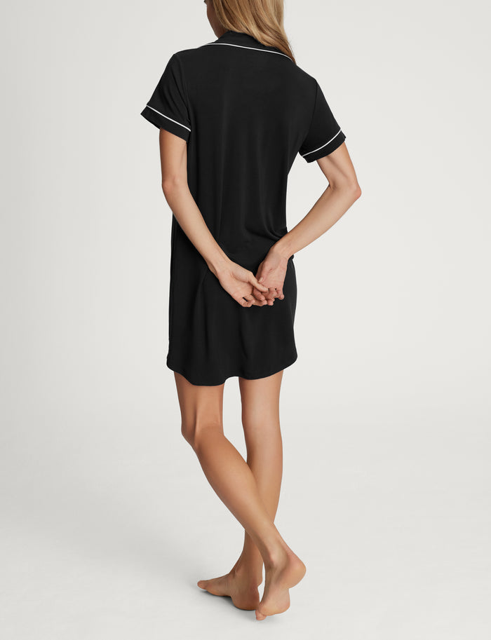 Women's Downtime Short Sleeve Night Shirt::Black