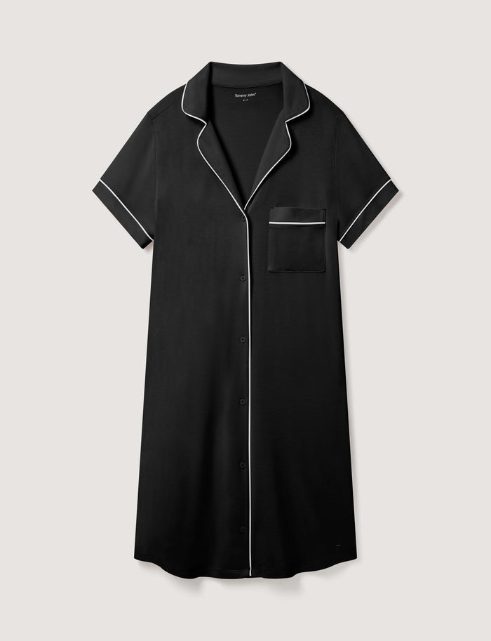 Women's Downtime Short Sleeve Night Shirt::Black::Swatch