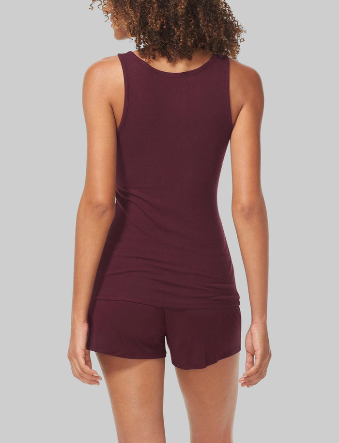 Women's Lounge Tank::Winetasting::BR::Model is wearing Scoop Neck