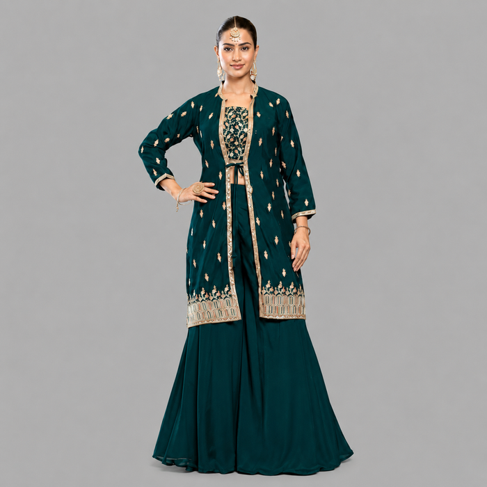 Women's Embroidered 3-Piece Co-Ord Set