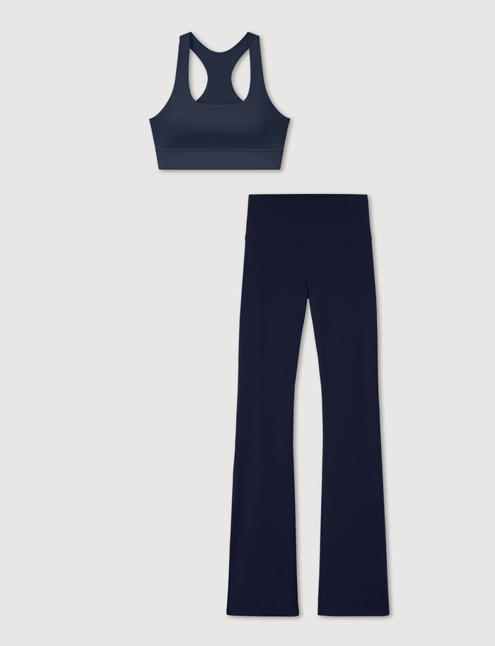 Women's Flare Legging & Sports Bra Set::Dress Blues