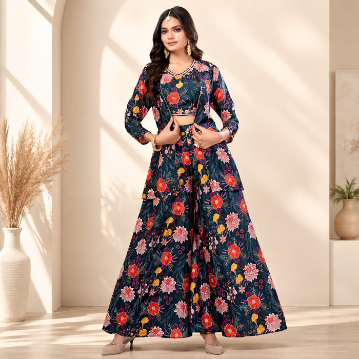 Women's Floral Crop Top Co-Ord Set