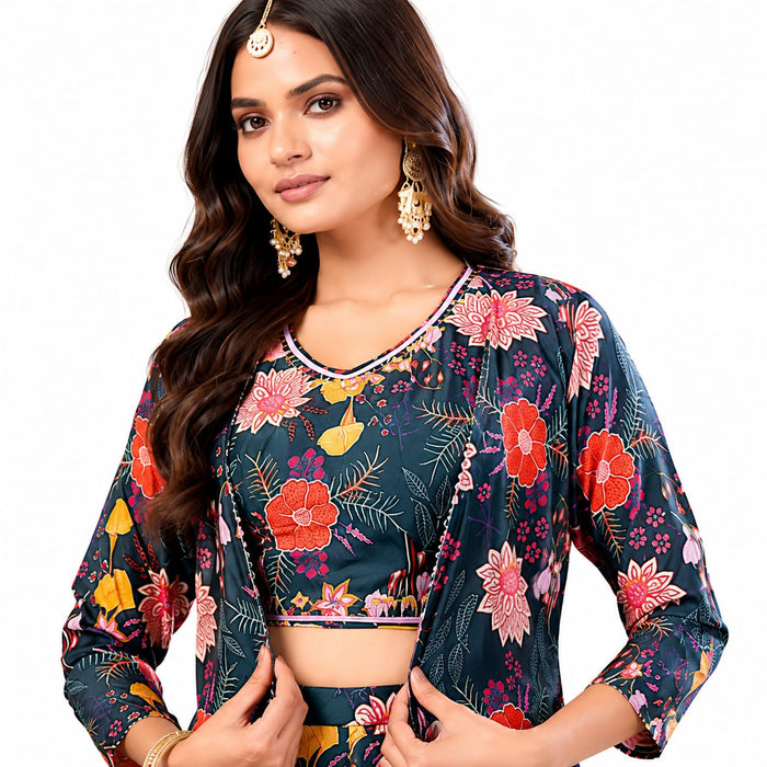 Women's Floral Crop Top Co-Ord Set