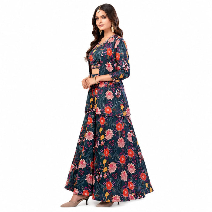 Women's Floral Crop Top Co-Ord Set