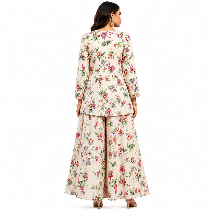 Premium Women's Floral Printed Co-Ord Set with Jacket &amp; Palazzo Pants - ANS Billion
