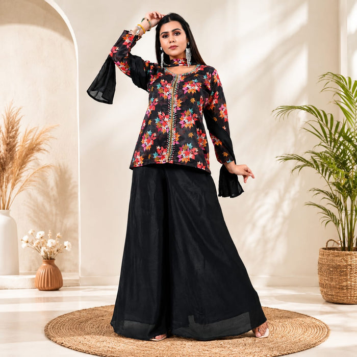 Women's Floral Kurta Palazzo Set